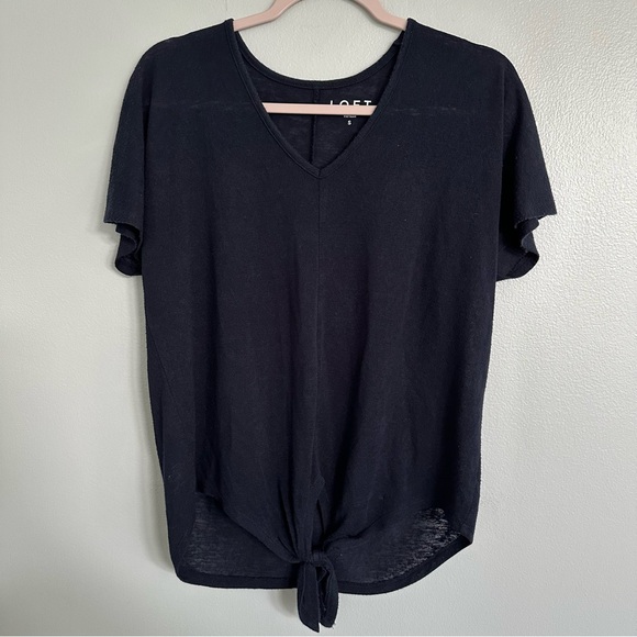 LOFT Tops - LOFT Blue V-Neck Tie-Front Modal Top